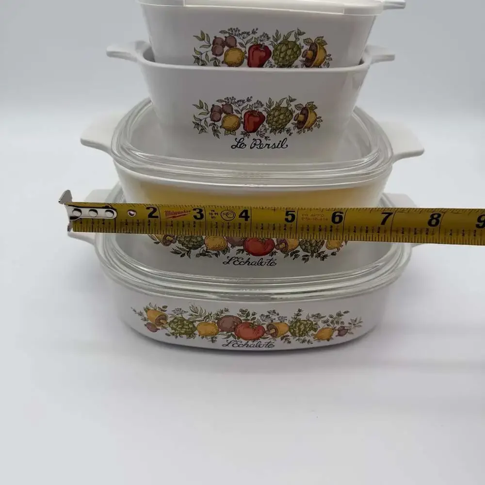Vintage CorningWare Spice O’ Life Casserole Dish Set Lids Le Persil L’Echalote